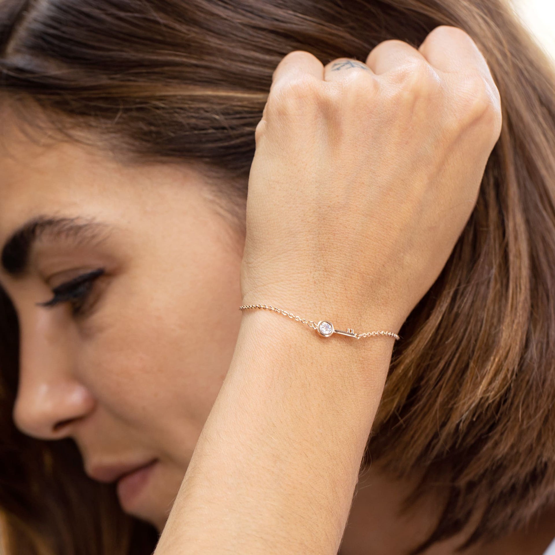 Give Confidence 'Confidence Is Key' Rose Gold Cubic Zirconia Bracelet