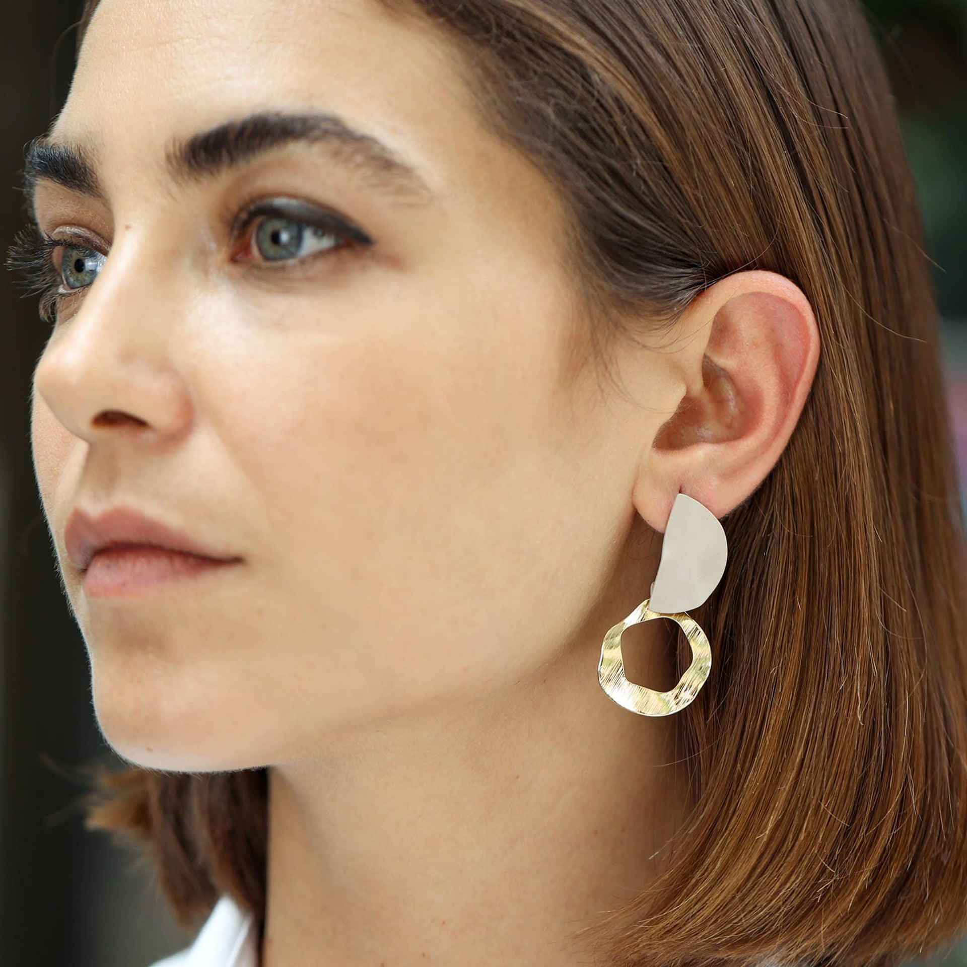 Taupe Half Moon Earrings