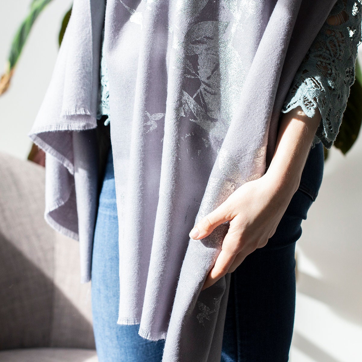 Personalised Brushed Silver Roses Mix Blend Scarf