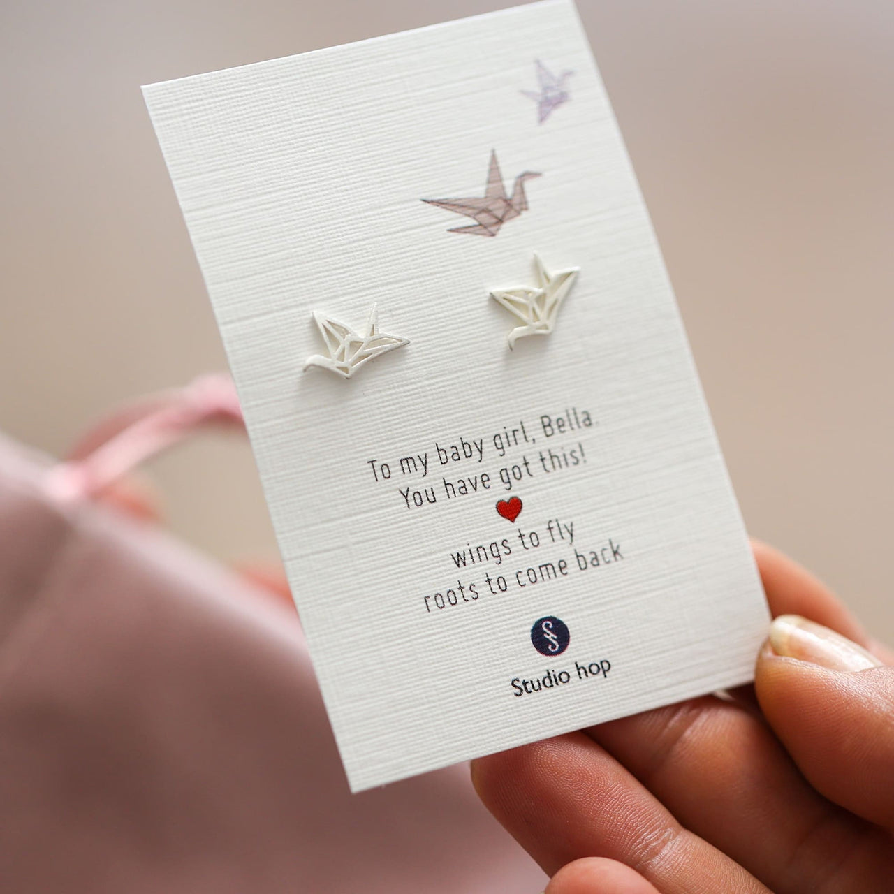 Sterling Silver Origami Crane Earrings In A Gift Box