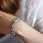 Engravable Chunky Boyfriend Style Magnetic Curb Chain Bracelet | Personalised Gift for Girlfriend | Custom Gold Silver Plated Jewellery