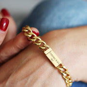 Engravable Chunky Boyfriend Style Magnetic Curb Chain Bracelet | Personalised Gift for Girlfriend | Custom Gold Silver Plated Jewellery