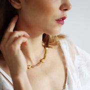 Chunky Chain Hearts Necklace With CZ Stones