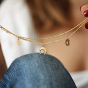 Northern Star Crescent Compass Double Chain Bracelet