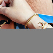 Northern Star Crescent Compass Double Chain Bracelet
