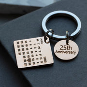 Engraved 'Anniversary Year' Calendar Special Date Keyring | Anniversary Gift | Valentine's Day Gift | Photo Gift
