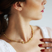 Chunky Chain Hearts Necklace With CZ Stones