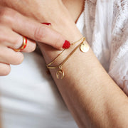 Northern Star Crescent Compass Double Chain Bracelet