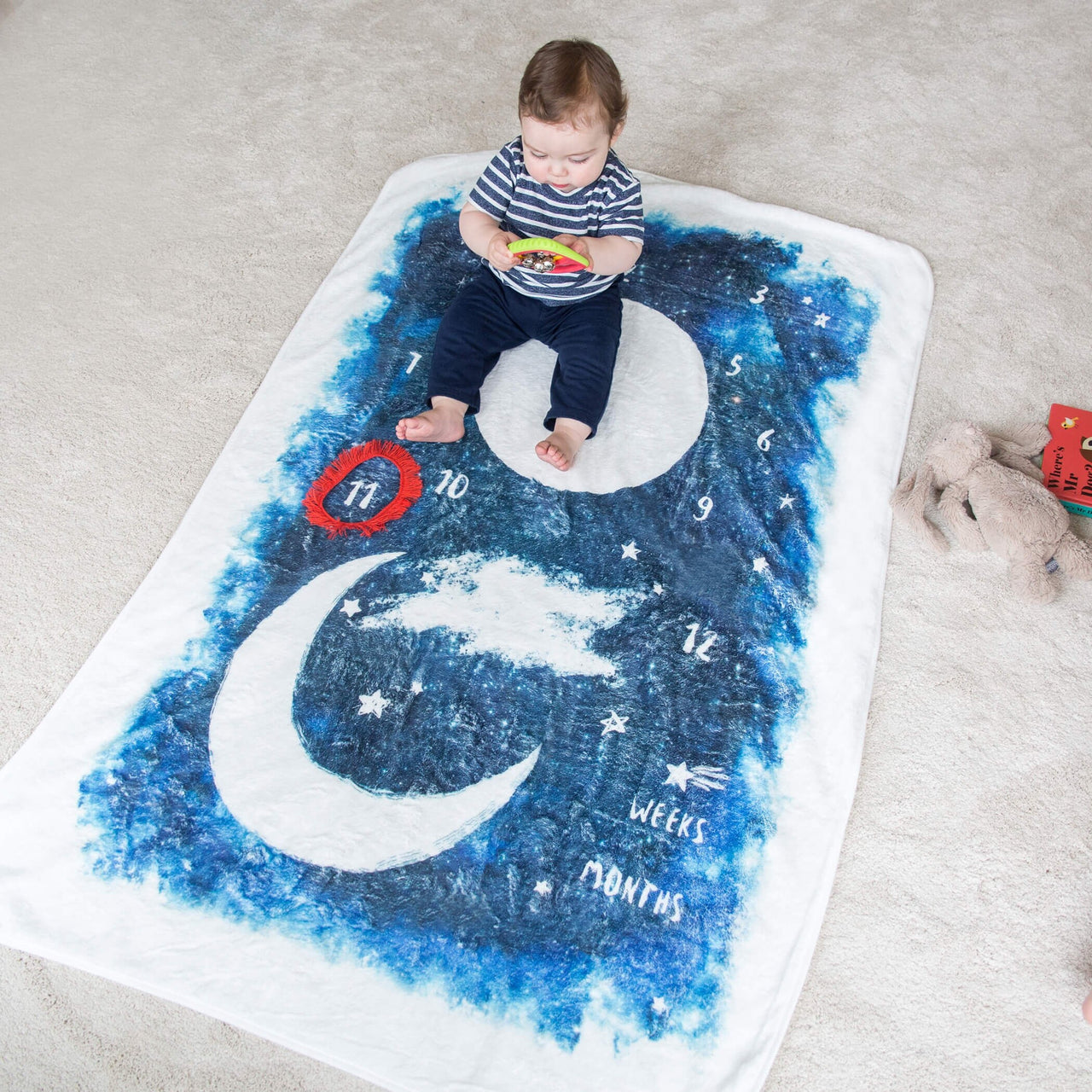 Night Sky Baby Milestone Cotton Fleece Blanket | Personalised Baby Gift | Baby Shower Gift