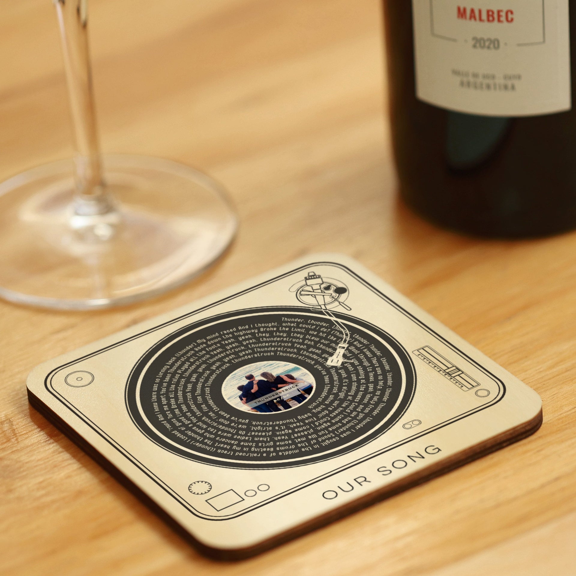 Personalised Favourite Song Lyric Coaster | Vinyl Recorder | Photo Coaster | Wedding Anniversary First Dance | Birthday Gift For Boyfriend |