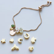 Initial Charms And Birth Stone Adjustable Bolo Bracelet