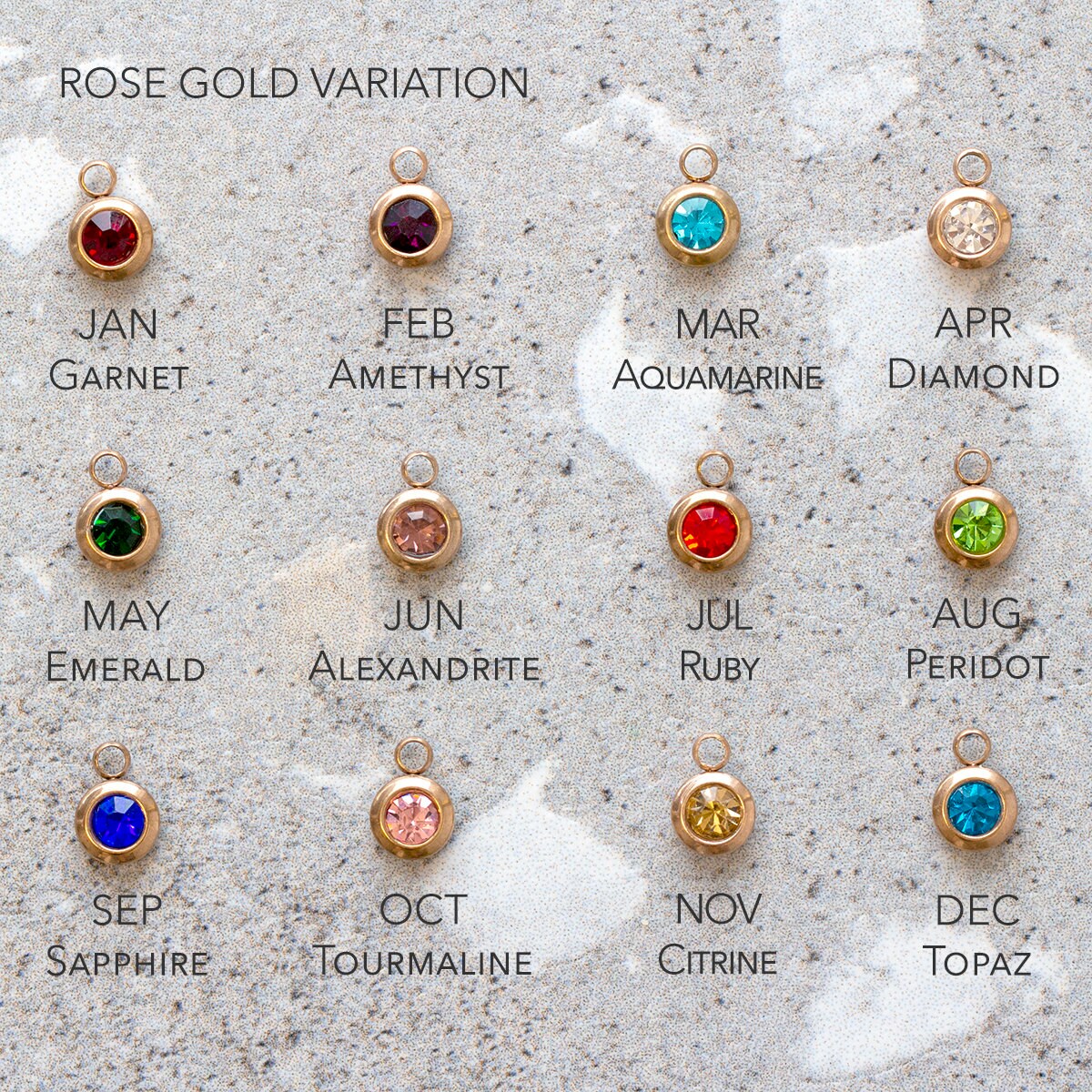 Initial Charms And Birth Stone Adjustable Bolo Bracelet