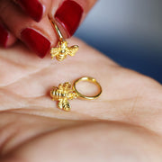 Sterling Silver Delicate Bee Charm Hoop Earrings