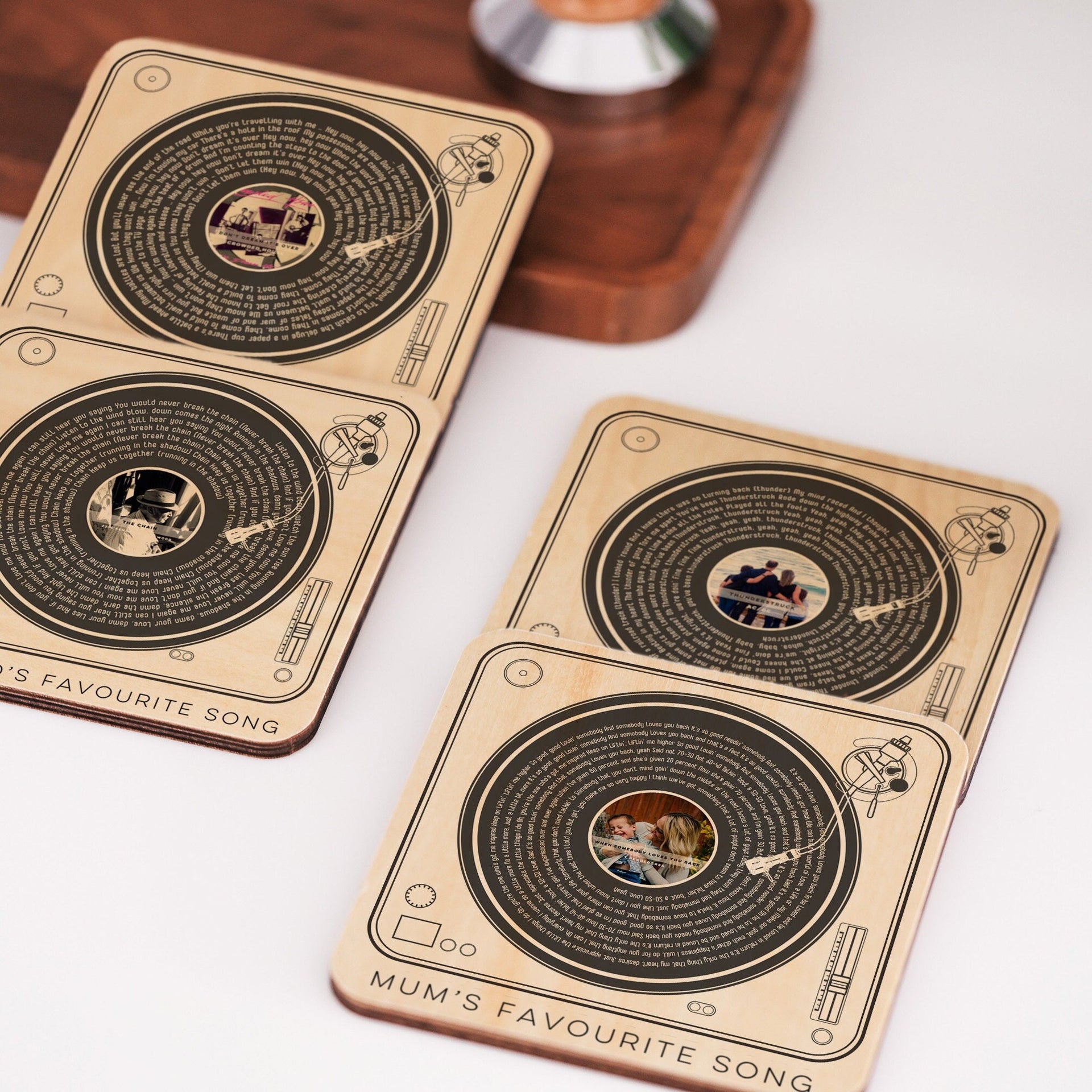 Personalised Favourite Song Lyric Coaster | Vinyl Recorder | Photo Coaster | Wedding Anniversary First Dance | Birthday Gift For Boyfriend |