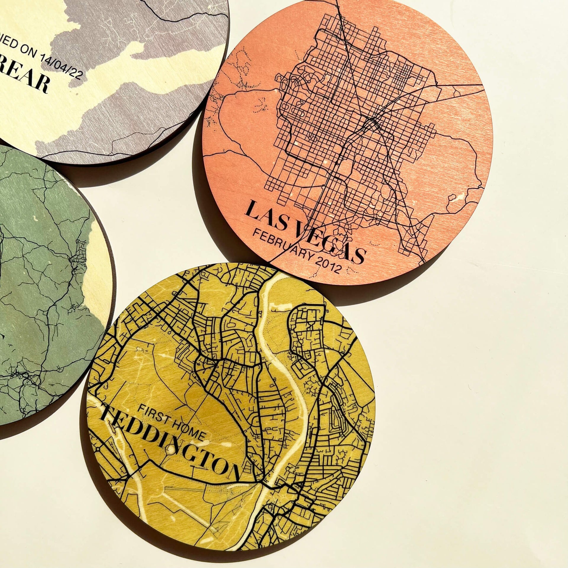 Personalised Favourite Location Maps Wooden Coaster Set | Personalised Location Map Gift | Anniversary Gift | New Home Gift |