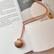 Clamshell And Hidden Pearl Locket Necklace