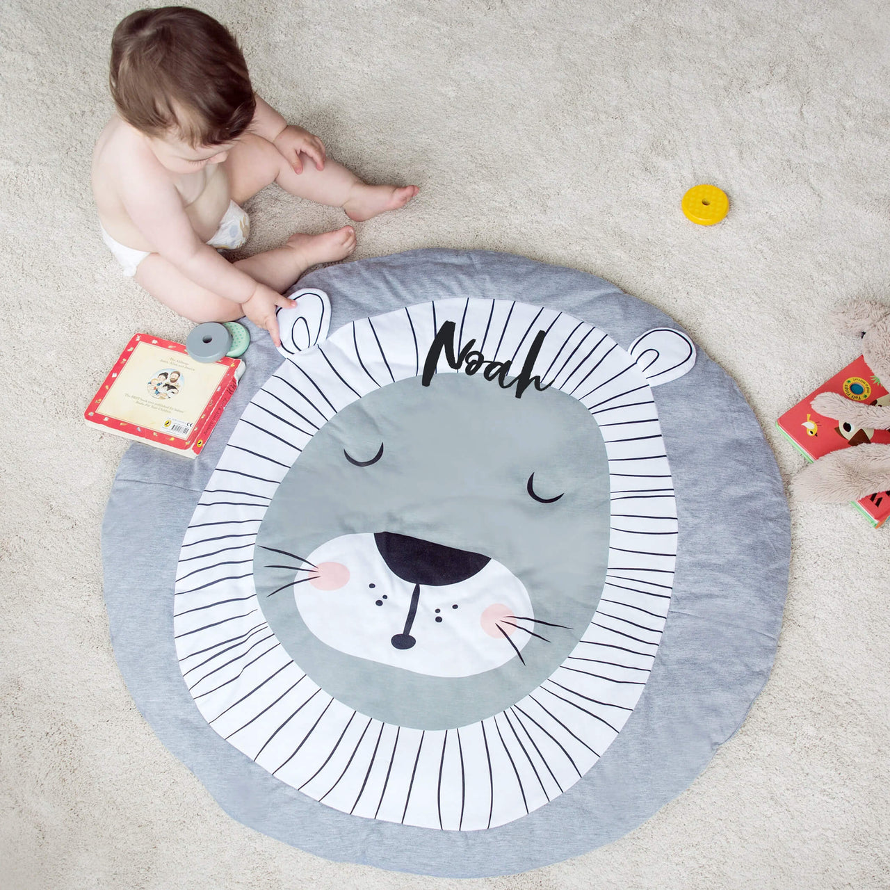 Personalised Lion Head Baby Play Mat