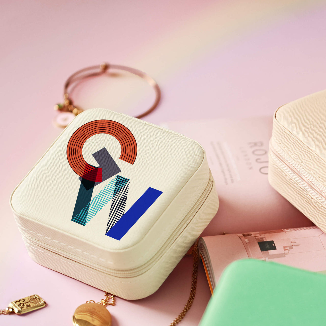 Abstract Memphis Design Travel Jewellery Organiser