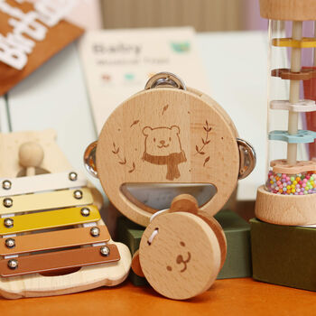 Personalised Wooden Bear Tambourine - image 2