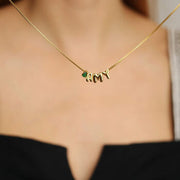 Personalised Name Necklace In Bubble Font With Birthstone - image 5