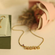Personalised Name Necklace In Bubble Font With Birthstone - image 9