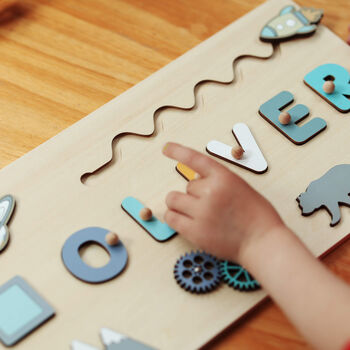 Personalised Wooden Name Puzzle – Space And Nature Theme - image 5