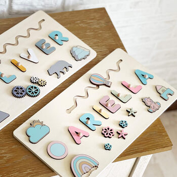 Personalised Wooden Name Puzzle – Space And Nature Theme - image 8