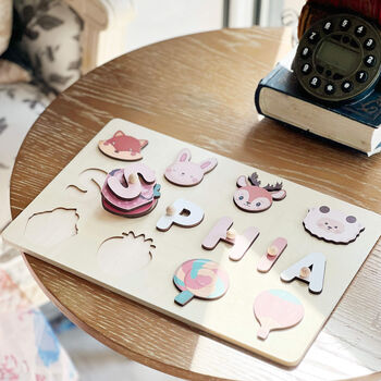 Personalised Wooden Name Puzzle – Woodland Friends Edition - image 3