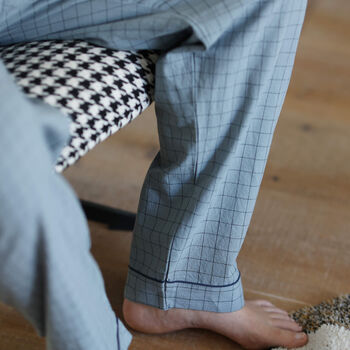 Personalised Men’s Pure Cotton Pyjama Set – Blue Check Comfort - image 9