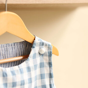 Baby Boy’s First Birthday Romper – Blue Gingham Cotton - image 12