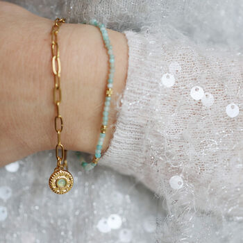 Delicate Charm Layered Bracelet – Gold And Amazonite - image 2