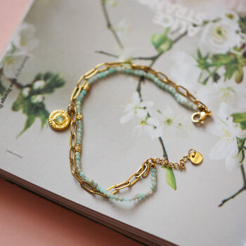Delicate Charm Layered Bracelet – Gold And Amazonite - image 5