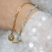 Delicate Charm Layered Bracelet – Gold And Amazonite - image 6