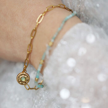 Delicate Charm Layered Bracelet – Gold And Amazonite - image 6