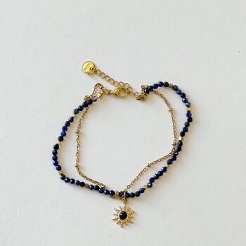 Lapis Lazuli And Gold Sunburst Charm Bracelet - image 2