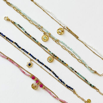 Lapis Lazuli And Gold Sunburst Charm Bracelet - image 4