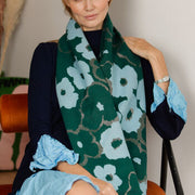Elegant Anemone Scarf In Teal And Sky Blue With Shimmering Metallic Thread - image 5