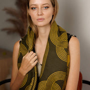 Geometric Woven Scarf – Mustard, Olive And Beige - image 3