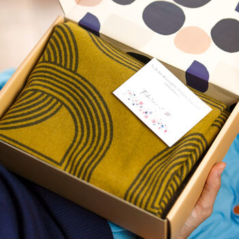 Geometric Woven Scarf – Mustard, Olive And Beige - image 6