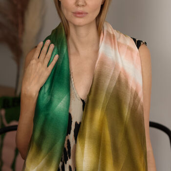 Green Ombré Printed Scarf — Personalised Gift Card And Gift Box Option - image 2