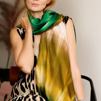 Green Ombré Printed Scarf — Personalised Gift Card And Gift Box Option - image 4