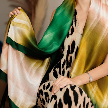 Green Ombré Printed Scarf — Personalised Gift Card And Gift Box Option - image 5