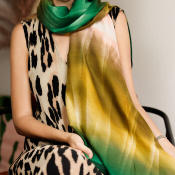 Green Ombré Printed Scarf — Personalised Gift Card And Gift Box Option - image 8