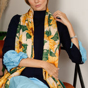 Sunflower Printed Scarf — Personalised Gift Card And Gift Box Option - image 3