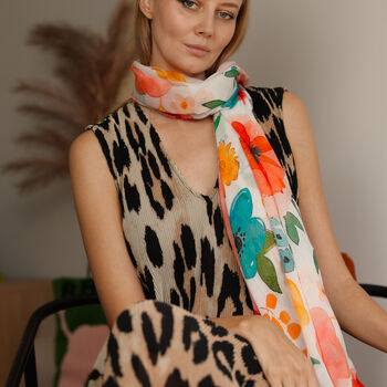Watercolour Meadow Floral Printed Scarf - image 2