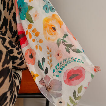 Watercolour Meadow Floral Printed Scarf - image 8