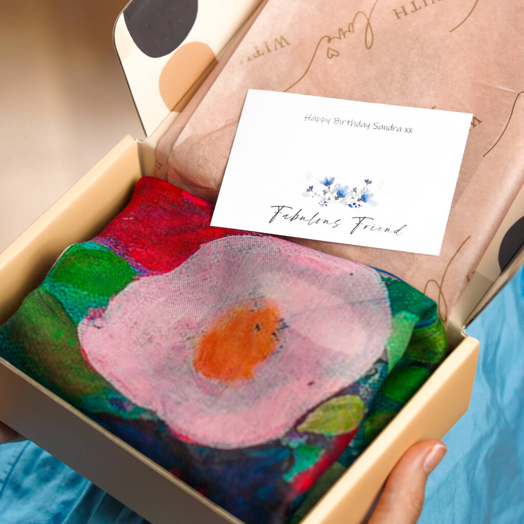Painterly Bloom Printed Scarf - image 1