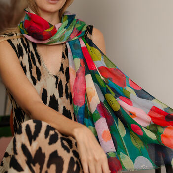 Painterly Bloom Printed Scarf - image 2