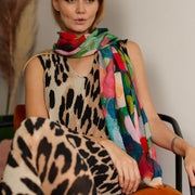 Painterly Bloom Printed Scarf - image 4