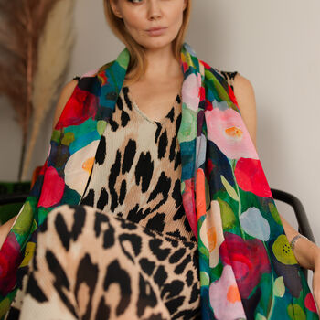 Painterly Bloom Printed Scarf - image 8